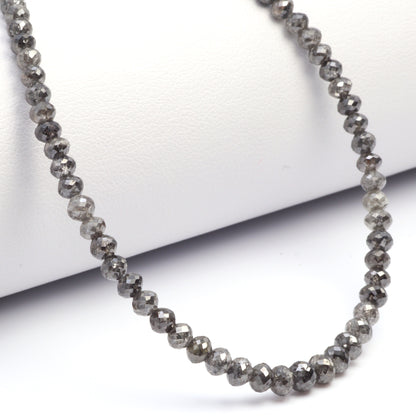 Gray Diamond 2.5mm - 4mm Hand Faceted Rondelles Bead Strand