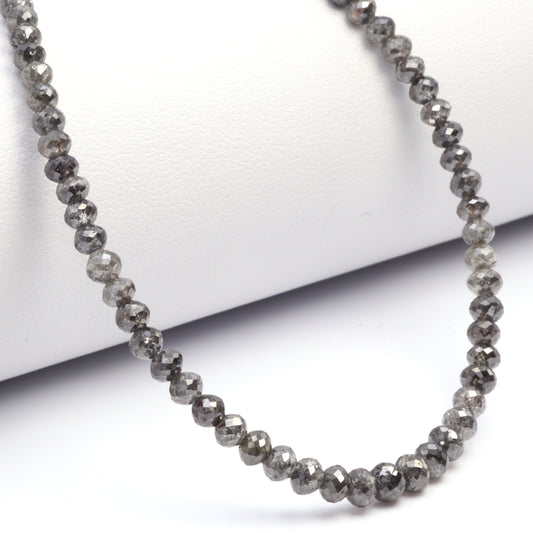 Gray Diamond 2.5mm - 4mm Hand Faceted Rondelles Bead Strand