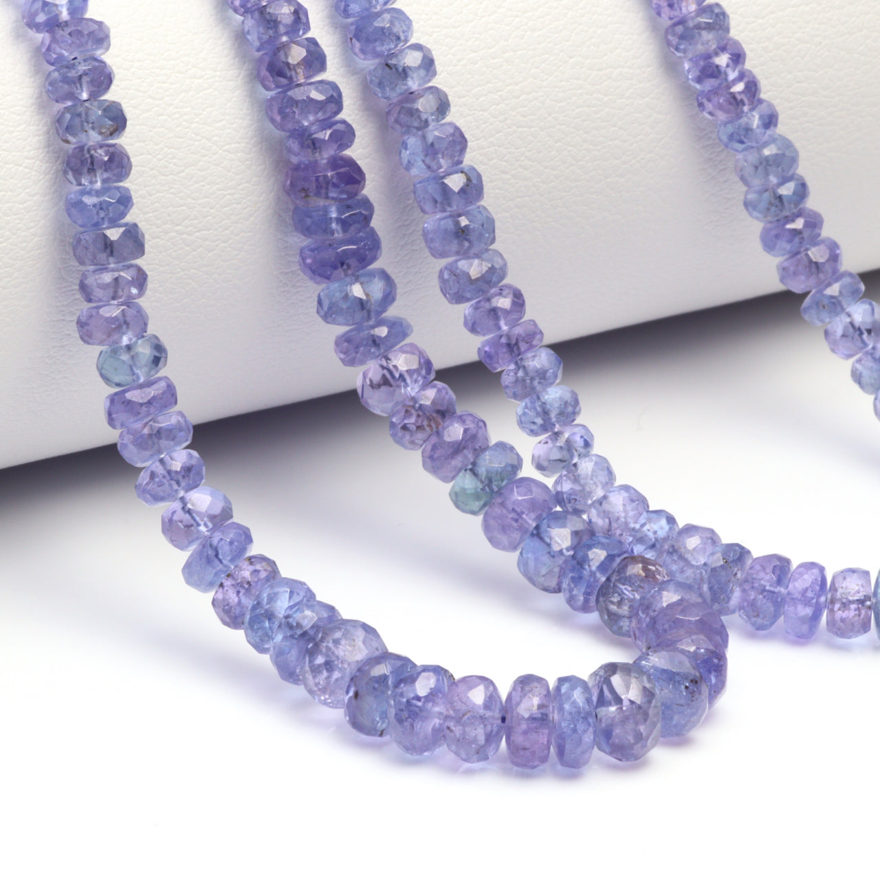 Blue Tanzanite 4mm - 5.5mm Hand Faceted Rondelles Bead Strand