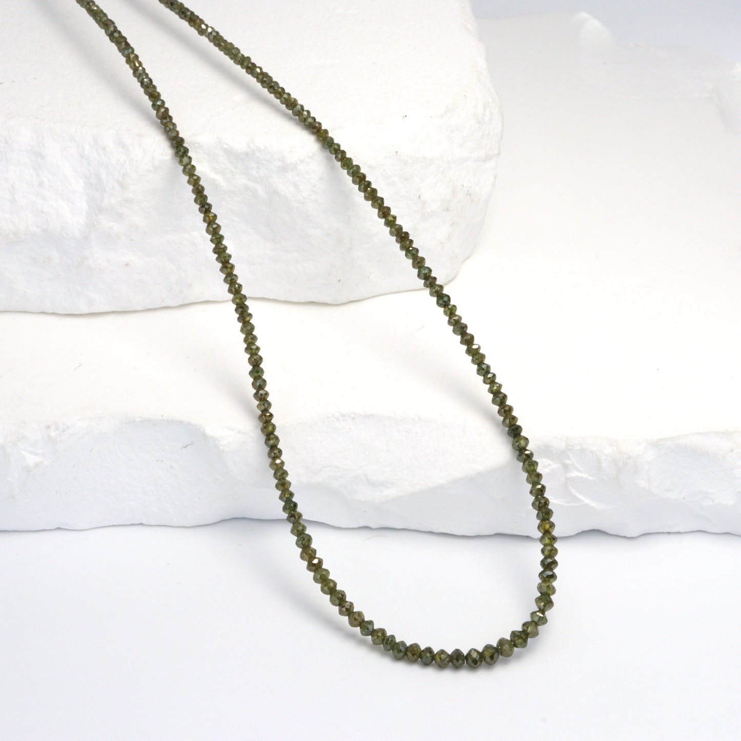 Green Diamond 1.8mm - 2.6mm Hand Faceted Rondelles Bead Strand