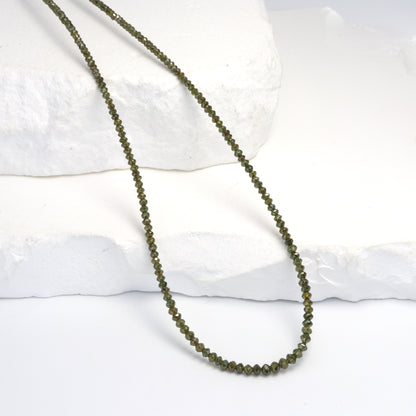 Green Diamond 1.8mm - 2.6mm Hand Faceted Rondelles Bead Strand