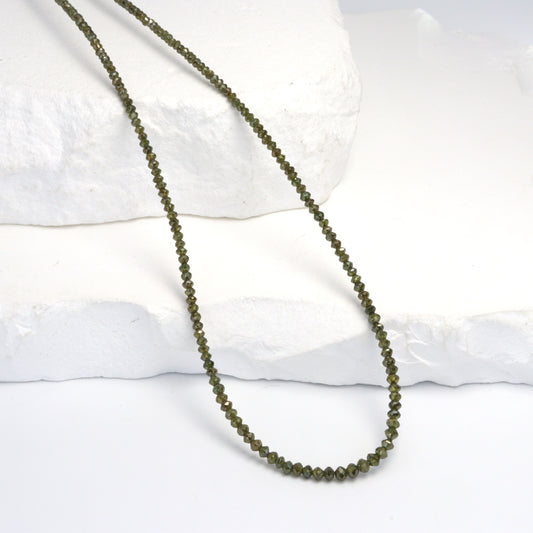 Green Diamond 1.8mm - 2.6mm Hand Faceted Rondelles Bead Strand