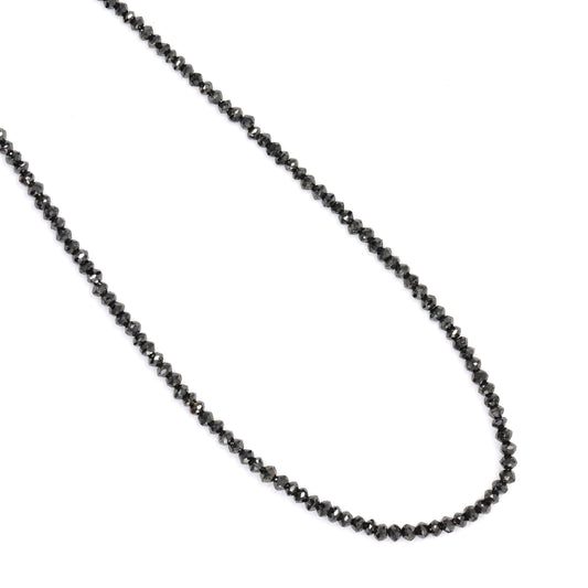 Black Diamond 1.5mm - 2.0mm Hand Faceted Rondelles Bead Strand