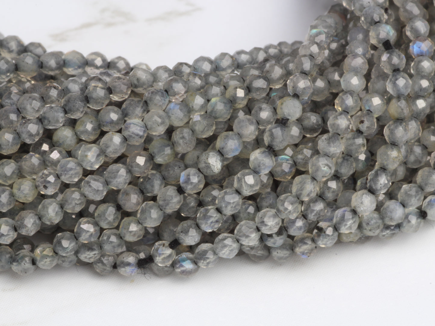 Blue Labradorite 2mm Faceted Rondelles