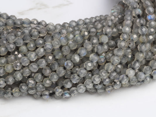 Blue Labradorite 2mm Faceted Rondelles