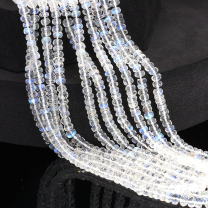 AAA Blue Rainbow Moonstone 4.5mm Faceted Rondelles Bead Strand
