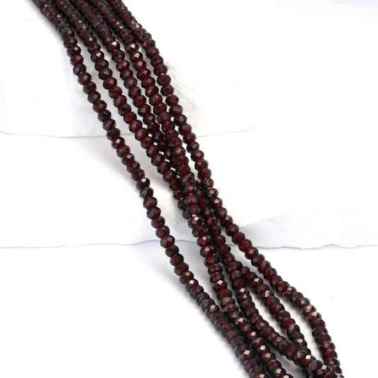 Red Garnet 4mm Faceted Rondelles Bead Strand
