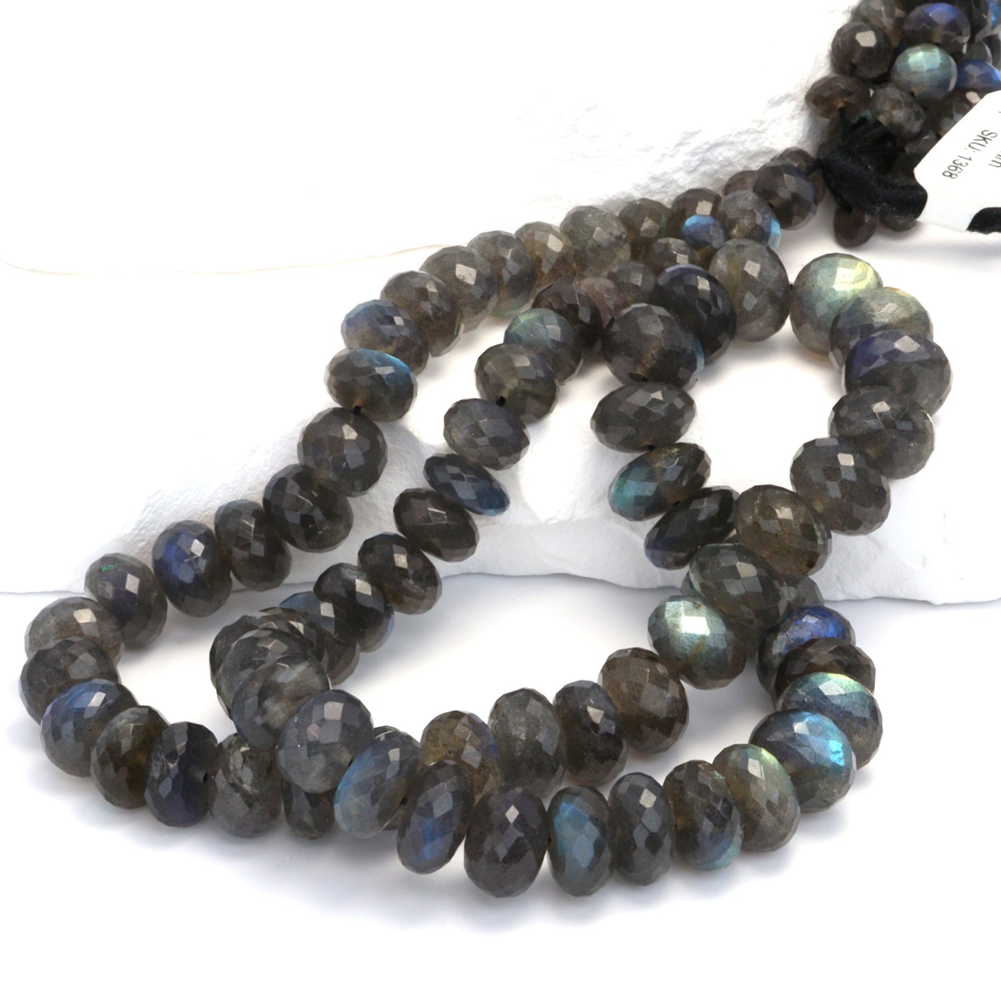 AA Blue Labradorite 6mm - 10mm Faceted Rondelles Bead Strand