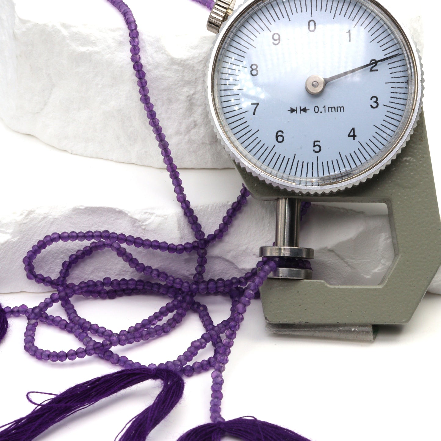 Purple Amethyst 1.8mm Faceted Rounds Bead Strand