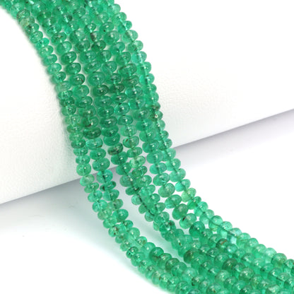 Green Emerald 3mm - 3.5mm Smooth Rondelles Bead Strand