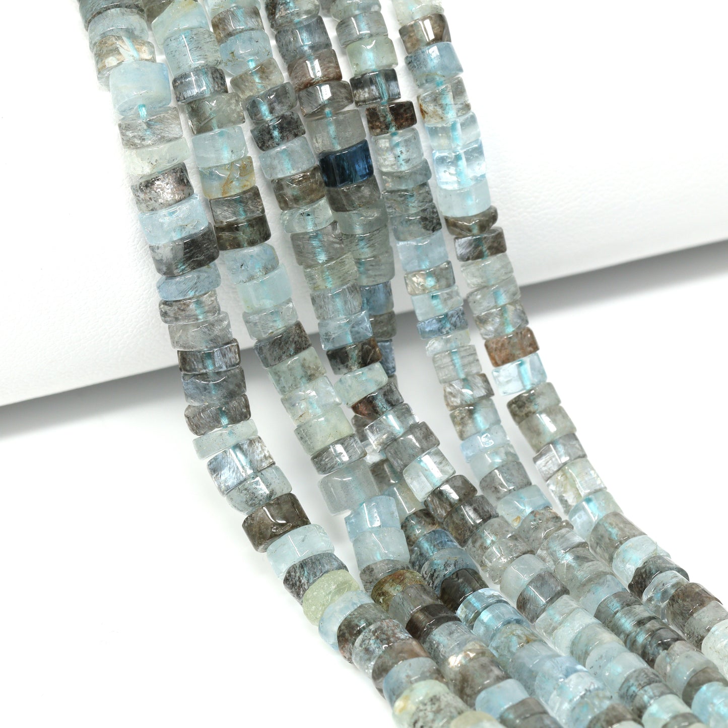Blue Moss Aquamarine 5mm Smooth Tires Bead Strand