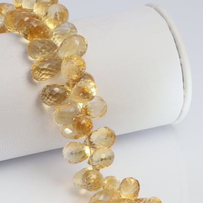 Yellow Citrine 9x5mm Faceted Teardrop Briolettes