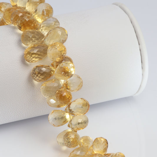 Yellow Citrine 9x5mm Faceted Teardrop Briolettes