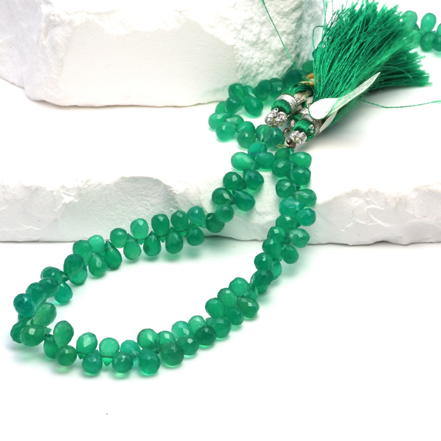 Green Onyx 6x4mm Faceted Teardrop Briolettes