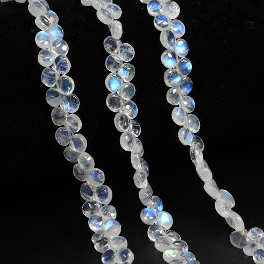 Rainbow Moonstone 5mm Smooth Heart Briolettes Bead Strand