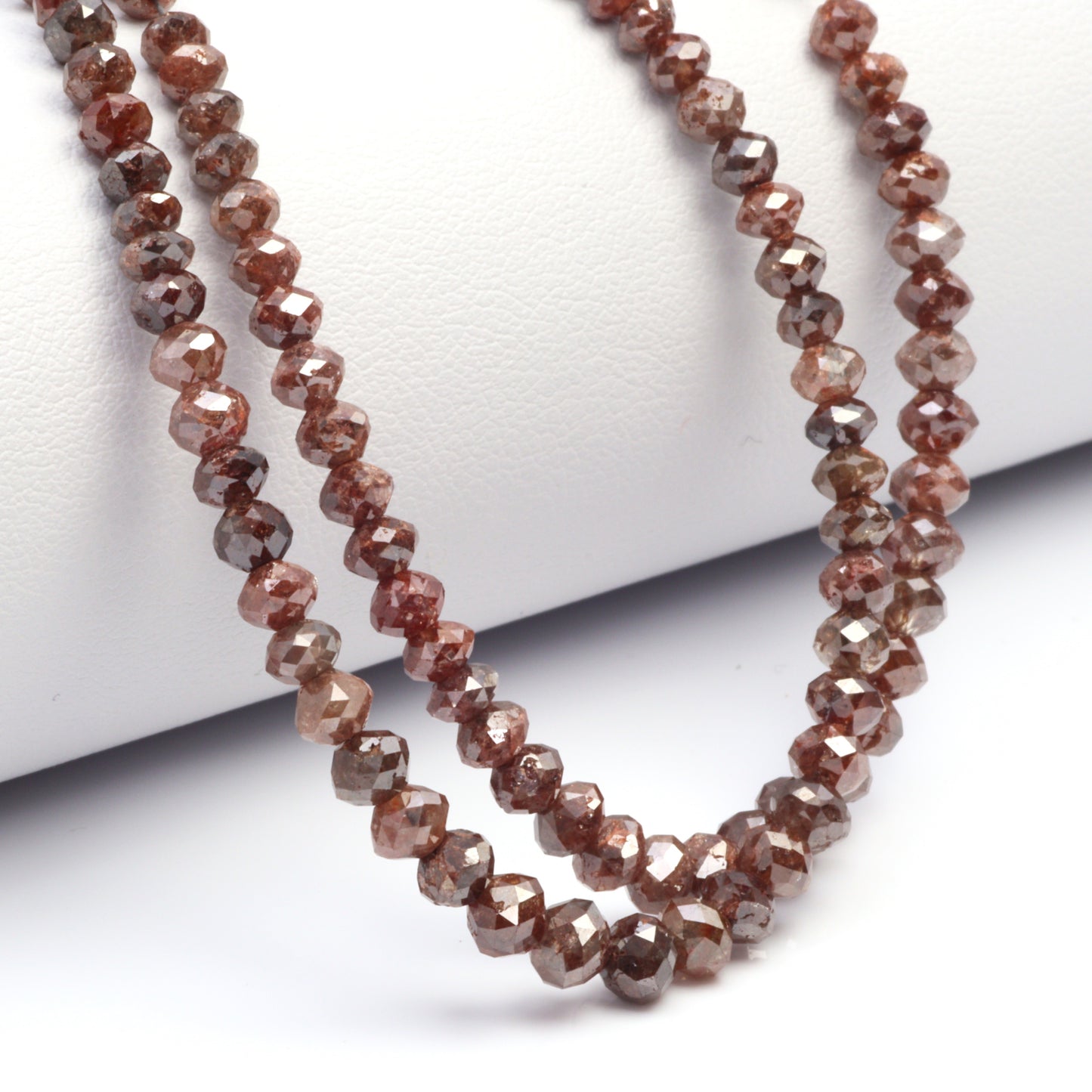 Brown Diamond 3.5mm - 4.5mm Hand Faceted Rondelles Bead Strand