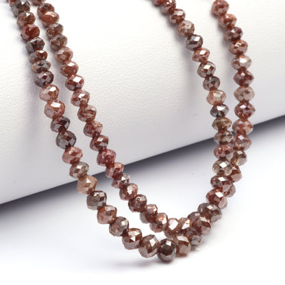 Brown Diamond 3.5mm - 4.5mm Hand Faceted Rondelles Bead Strand