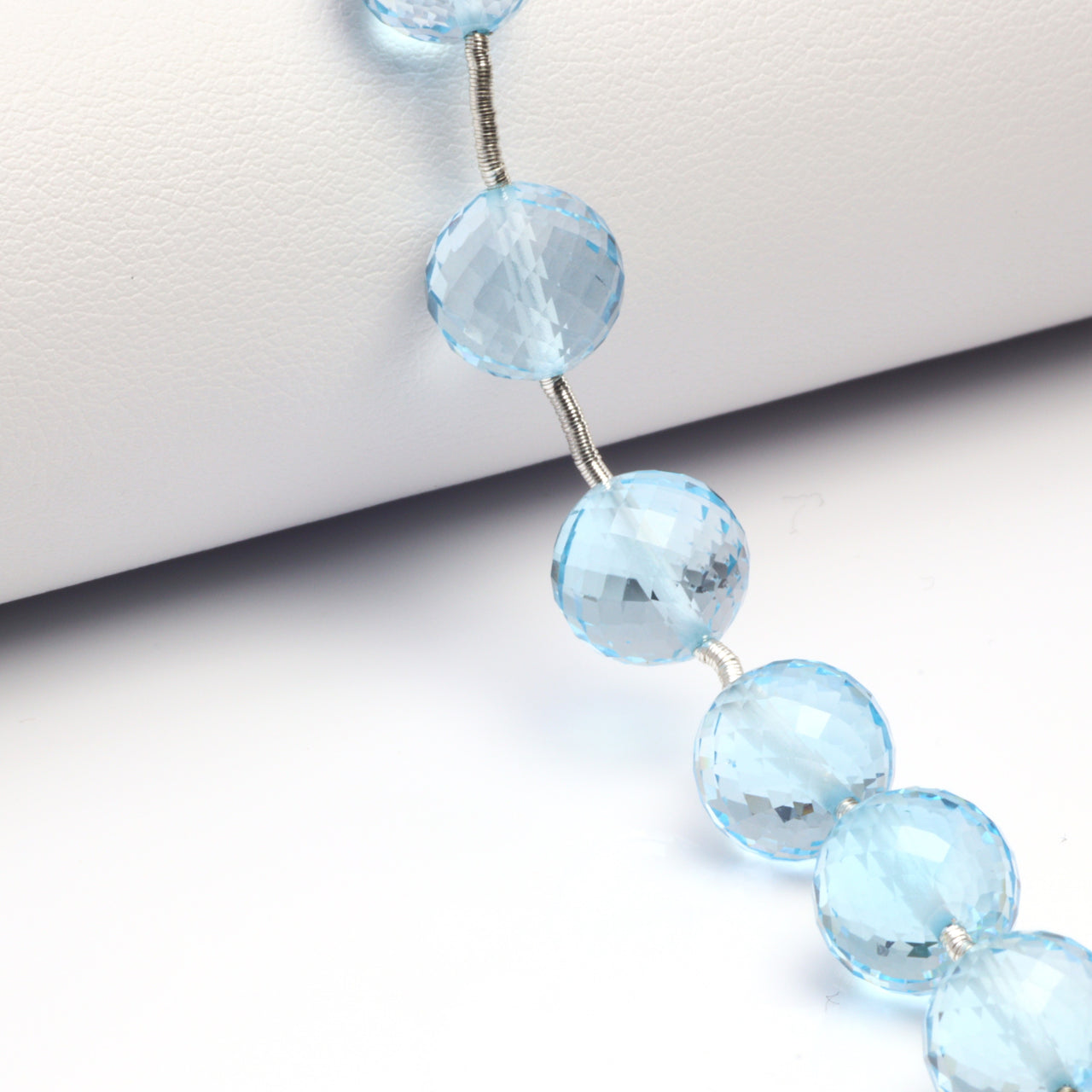 Sky Blue Topaz 10mm Faceted Rounds Bead Strand