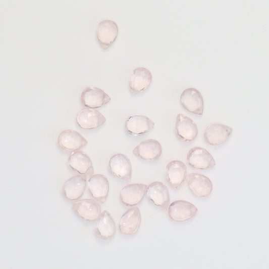 Pink Rose Quartz 7x5mm Faceted Pear Shaped Briolettes Loose Beads