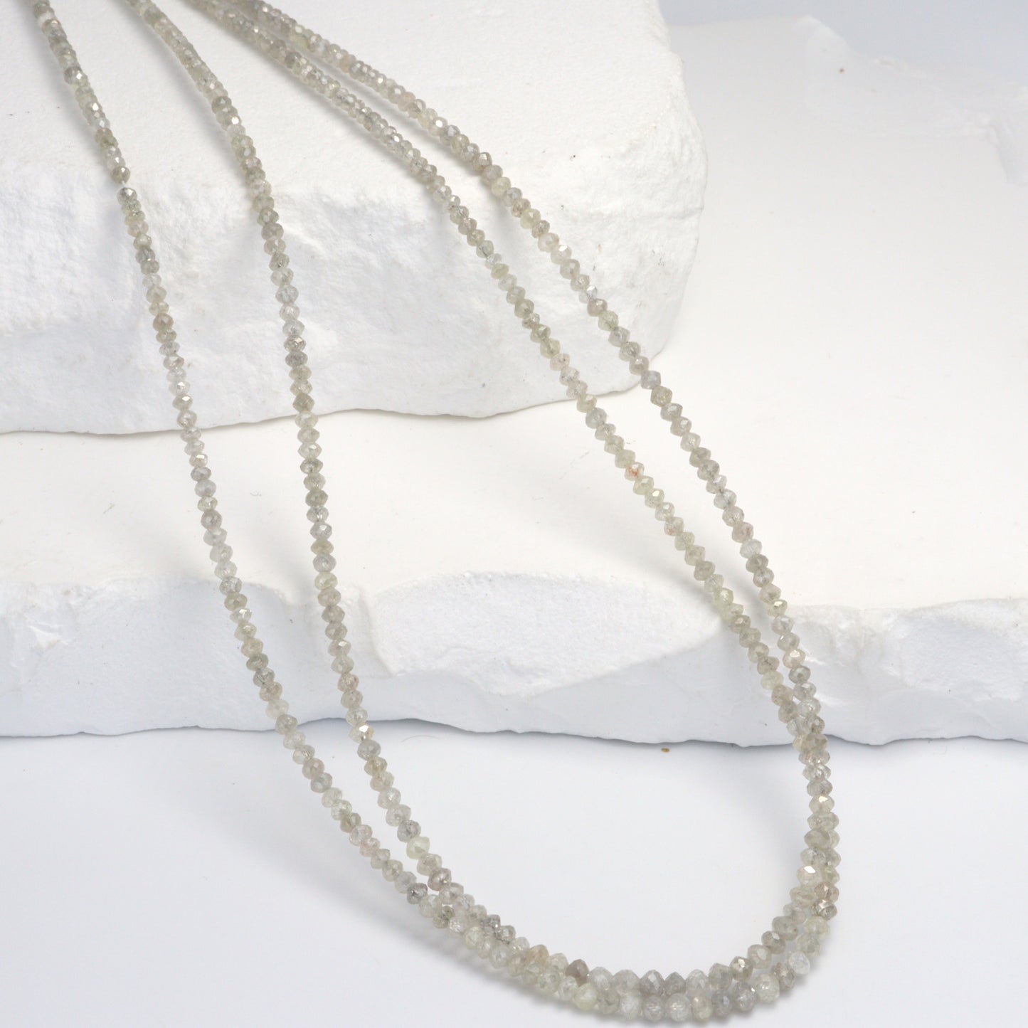 Gray Diamond 2.2mm - 2.8mm Hand Faceted Rondelles Bead Strand