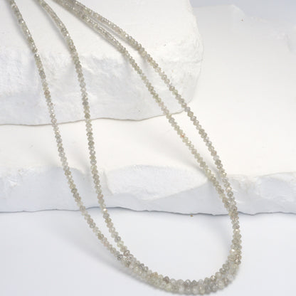 Gray Diamond 2.2mm - 2.8mm Hand Faceted Rondelles Bead Strand
