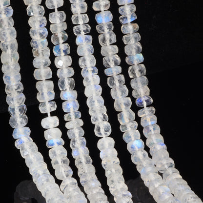 AA Blue Rainbow Moonstone 4.5mm Faceted Rondelles
