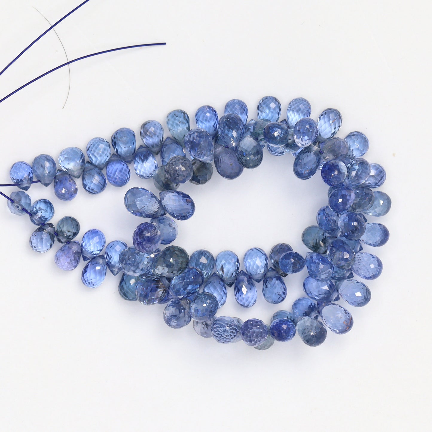 Cornflower Blue Sapphire 5x3mm Faceted Teardrop Briolettes Bead Strand