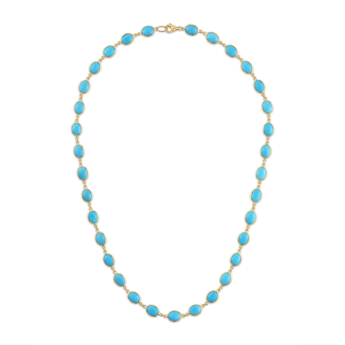 18k Turquoise Bezel Set Ovals Necklace