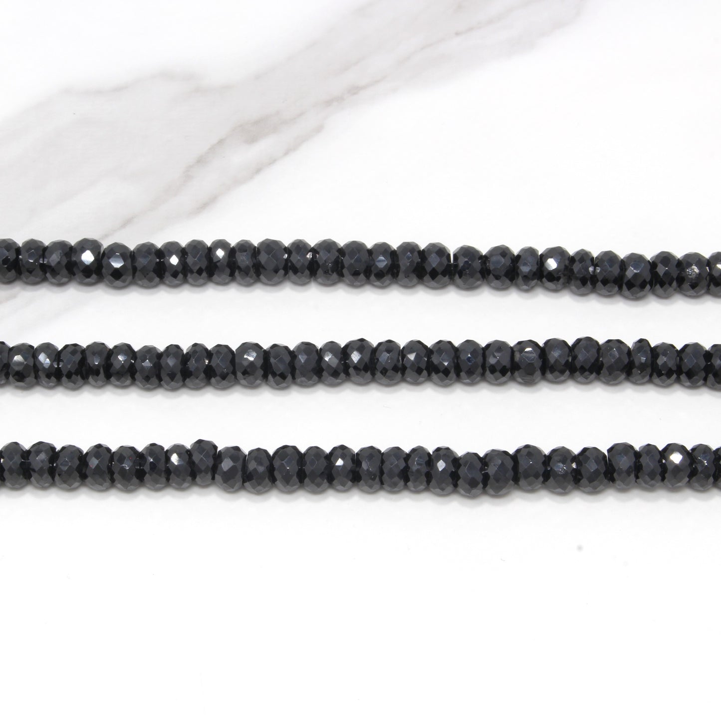 Black Spinel 6mm Faceted Rondelles