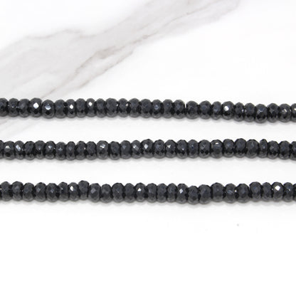 Black Spinel 6mm Faceted Rondelles