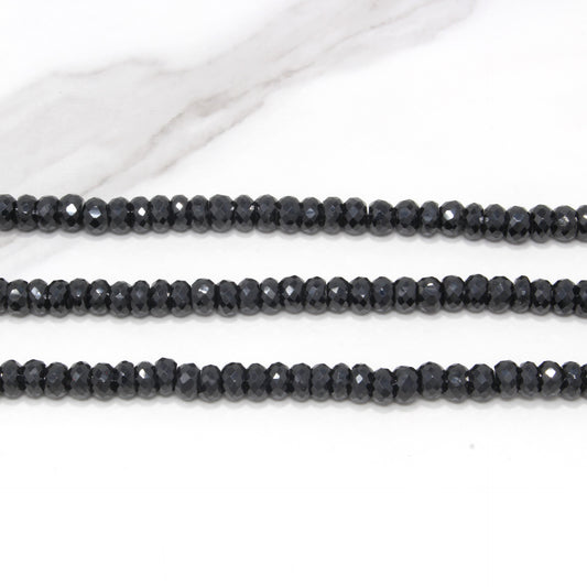 Black Spinel 6mm Faceted Rondelles