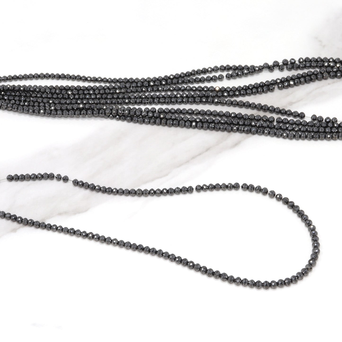 AA Black Diamond 2.5mm - 3.25mm Faceted Rondelles Bead Strand