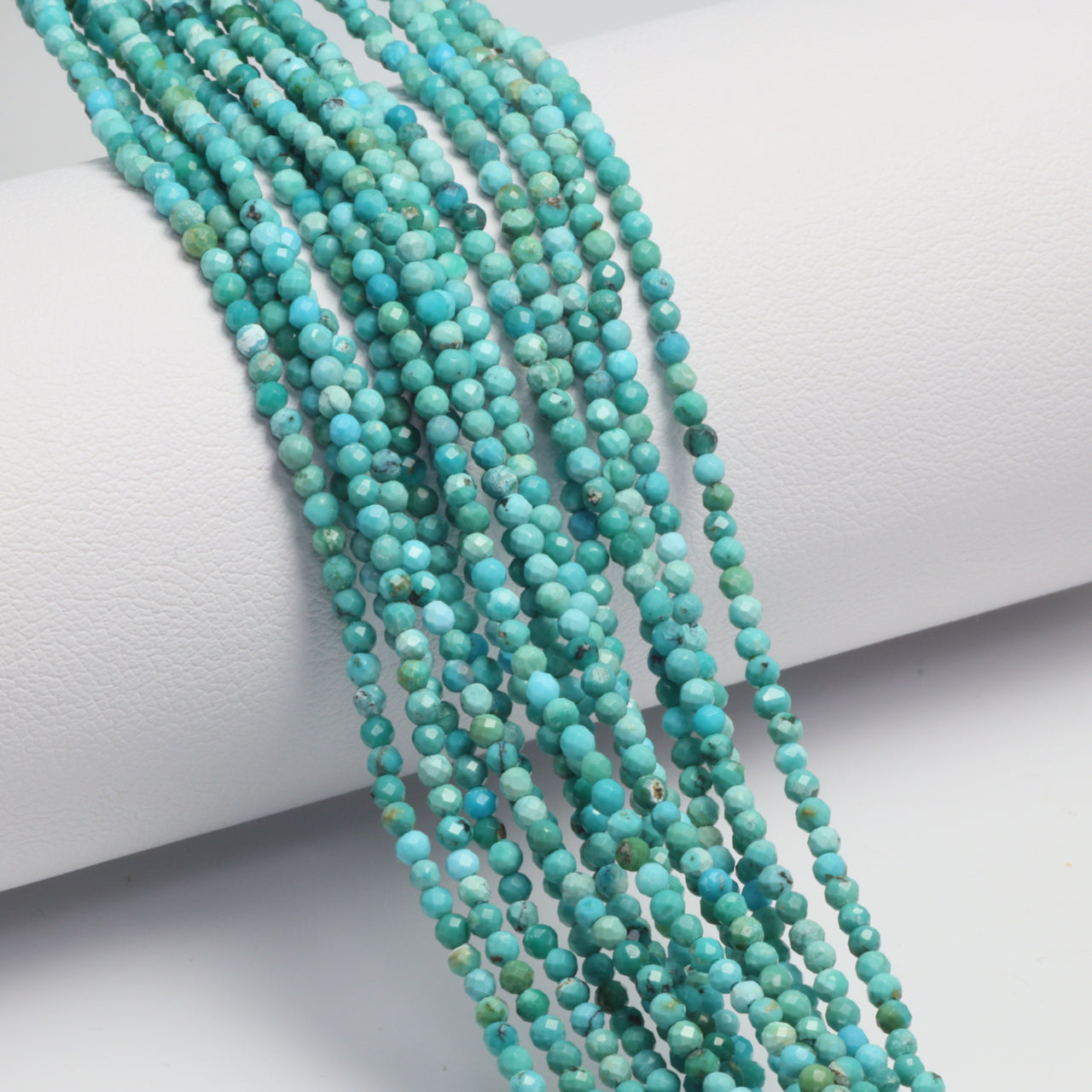 Natural Light Blue Turquoise 2mm Faceted Rounds Bead Strand