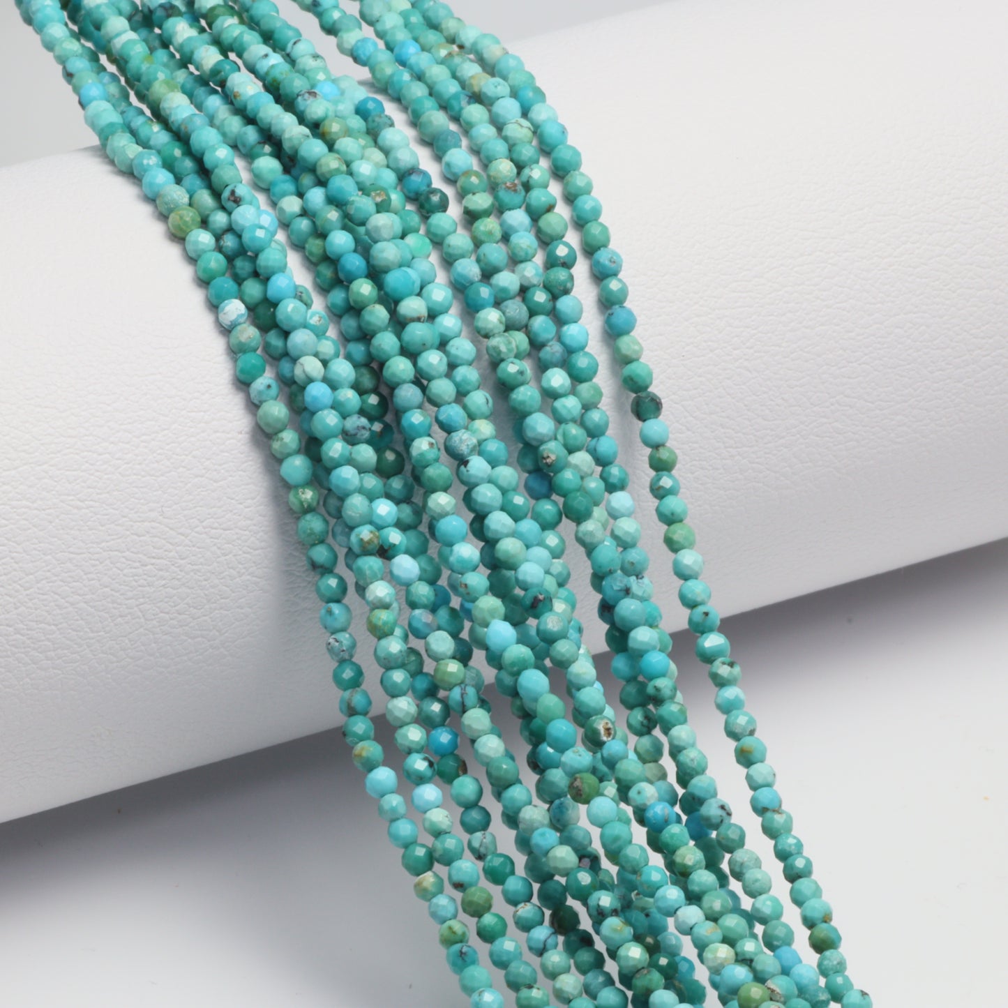 Natural Light Blue Turquoise 2mm Faceted Rounds Bead Strand