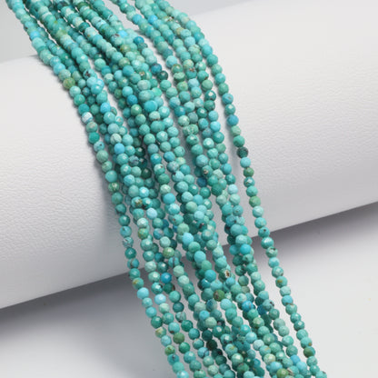 Natural Light Blue Turquoise 2mm Faceted Rounds Bead Strand
