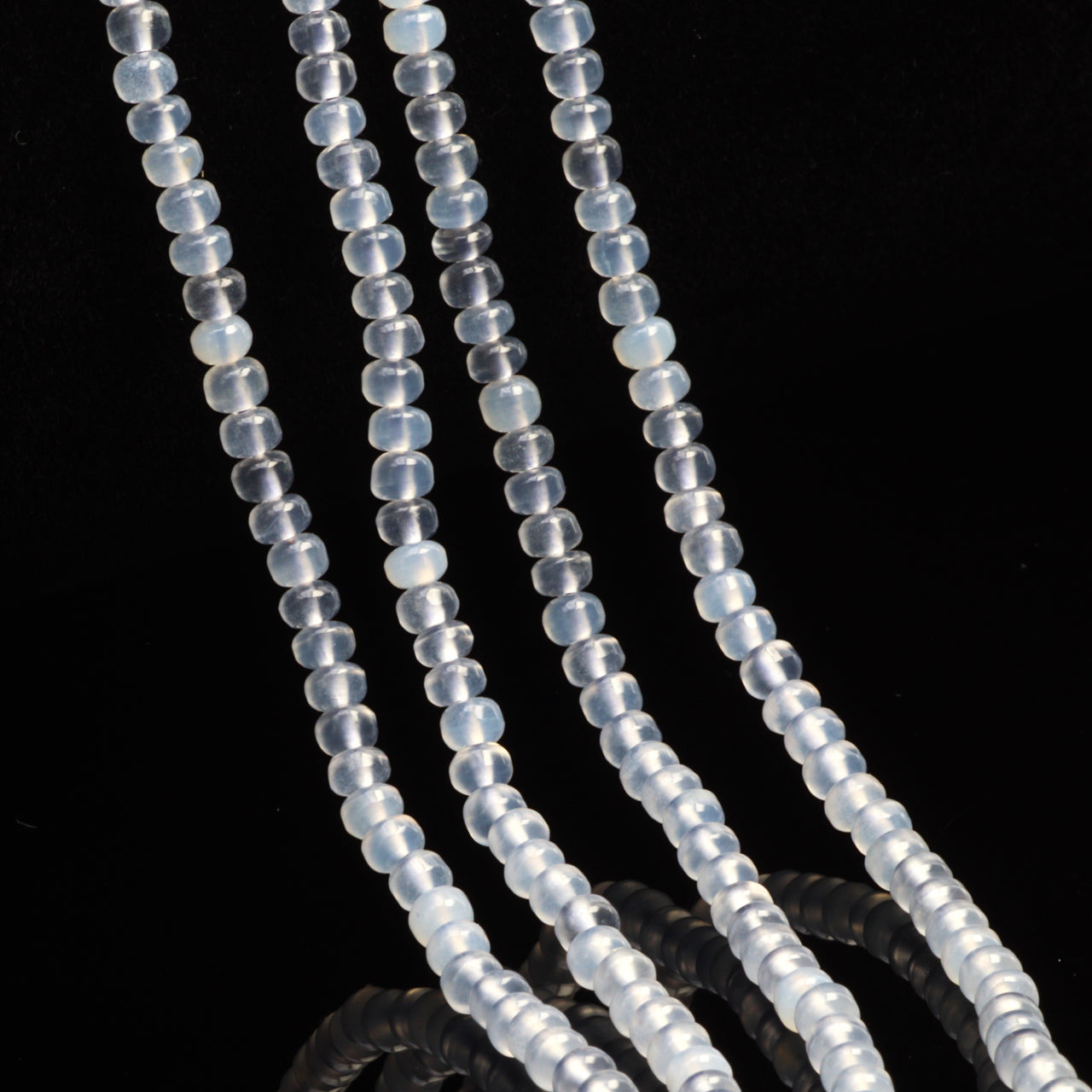 Natural Blue Chalcedony 3mm Smooth Rondelles