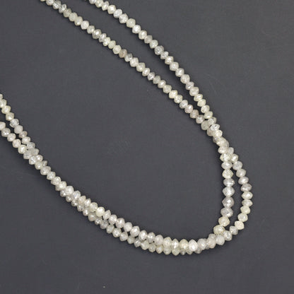 Gray Diamond 2.1mm - 2.7mm Hand Faceted Rondelles Bead Strand