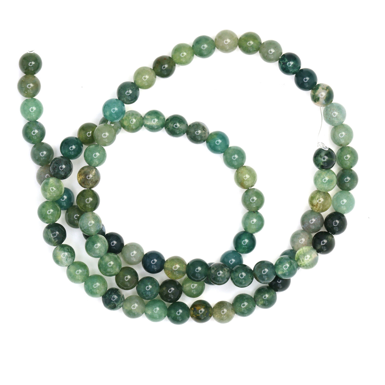 Green Moss Agate 4mm Smooth Rounds Bead Strand