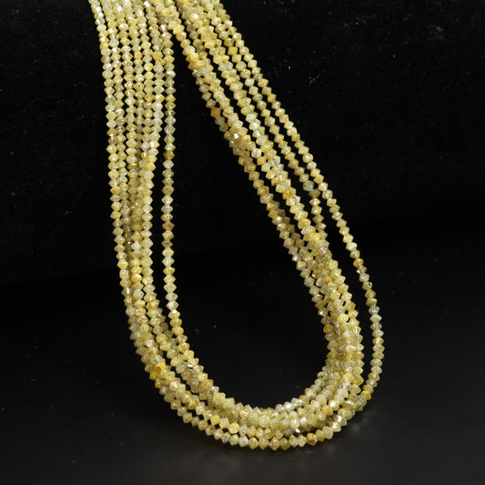 Yellow Diamond 1.5mm – 2.5mm Hand Faceted Rondelles Bead Strand
