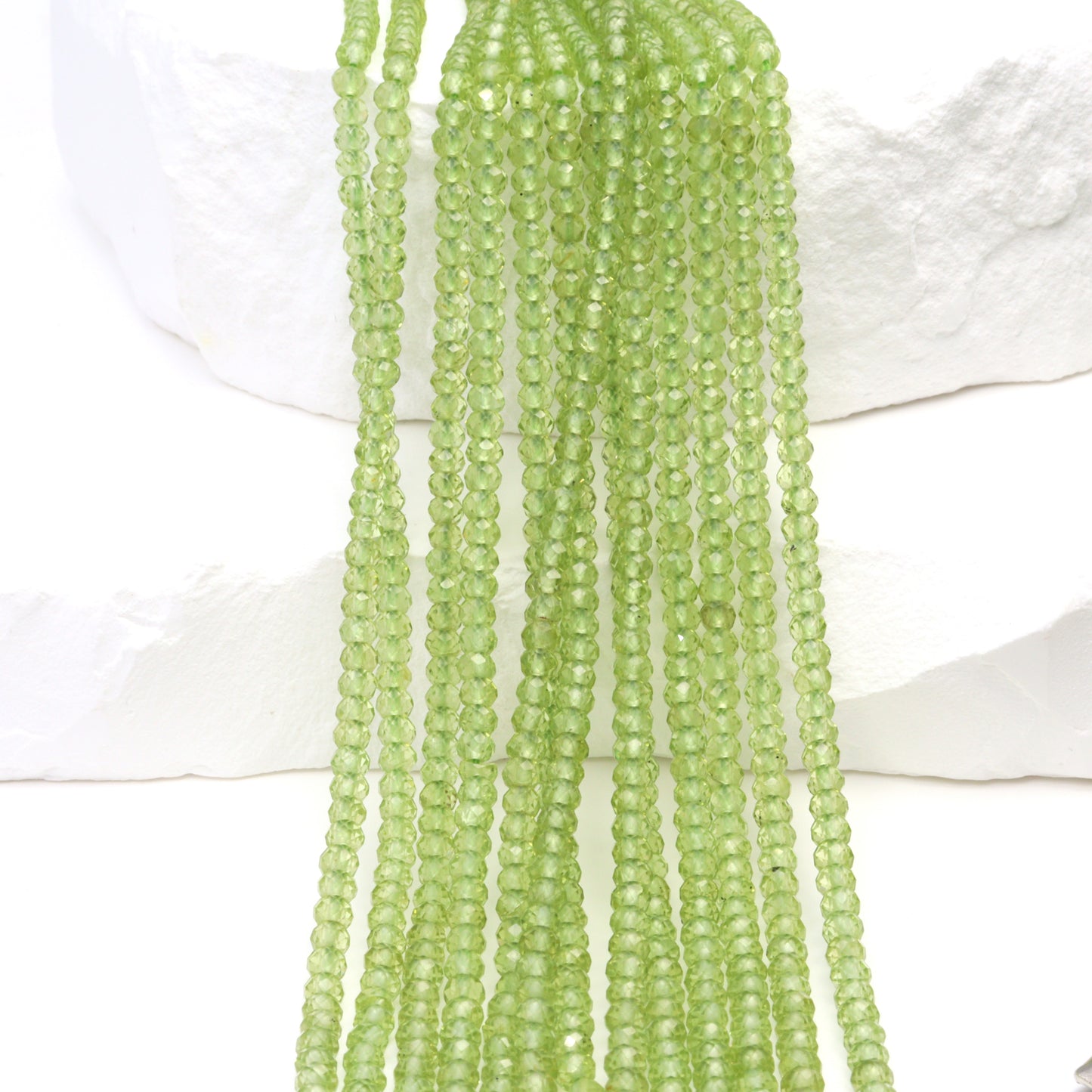 Green Peridot 2.5mm Faceted Rondelles Bead Strand
