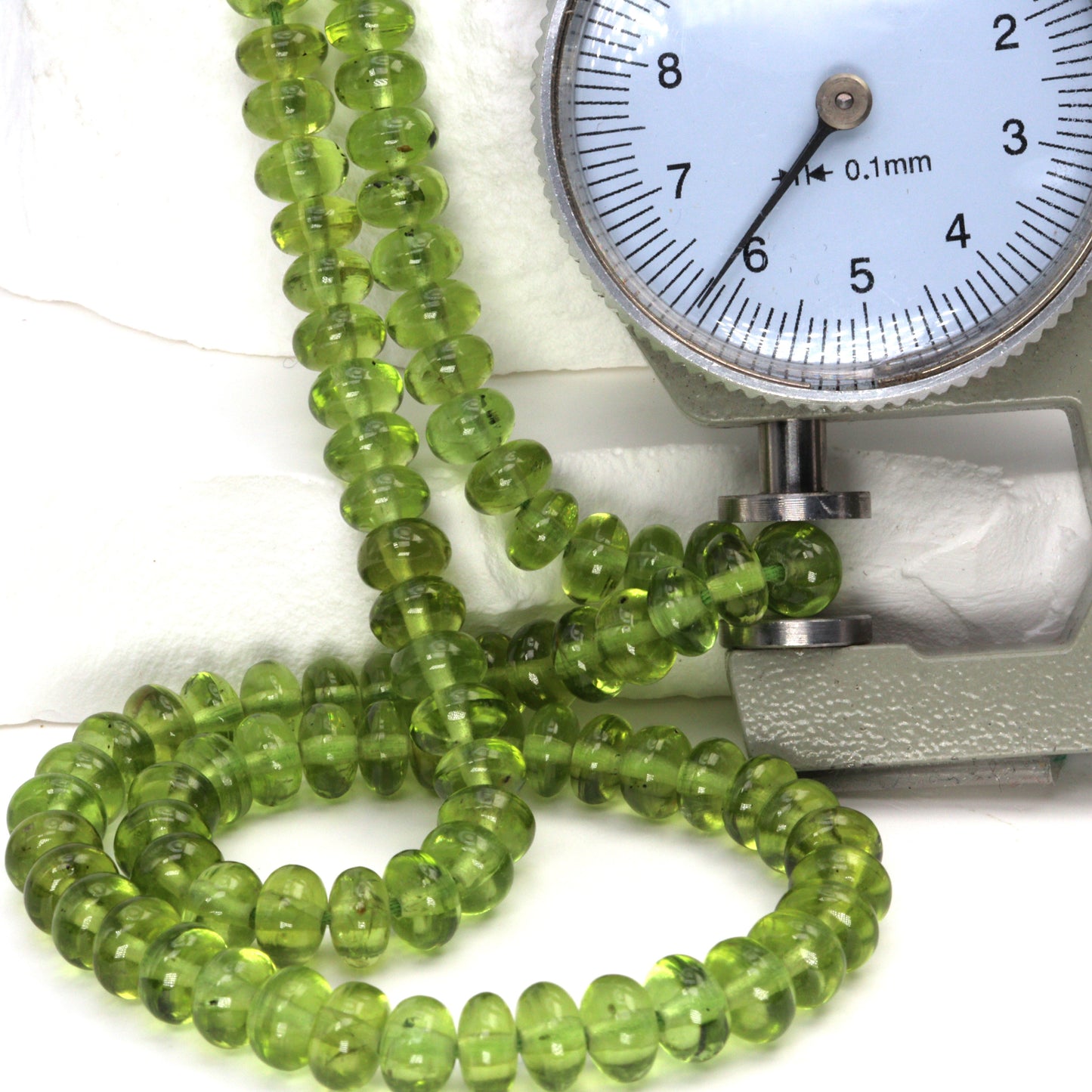 AA Green Peridot 6mm Smooth Rondelles Bead Strand