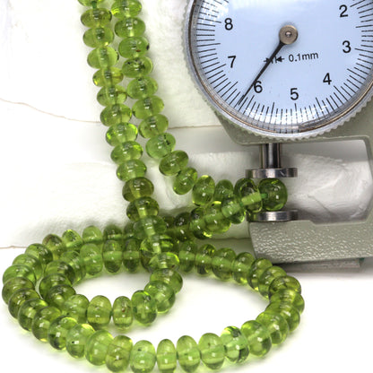 AA Green Peridot 6mm Smooth Rondelles Bead Strand