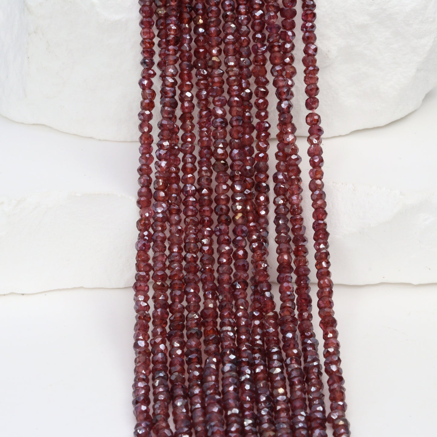 Coated Rhodolite Garnet 2.5mm Faceted Rondelles Bead Strand