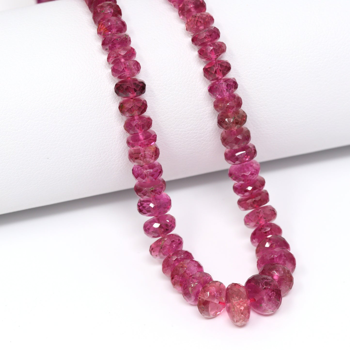 Pink Tourmaline 4mm – 8mm Hand Faceted Rondelles Bead Strand