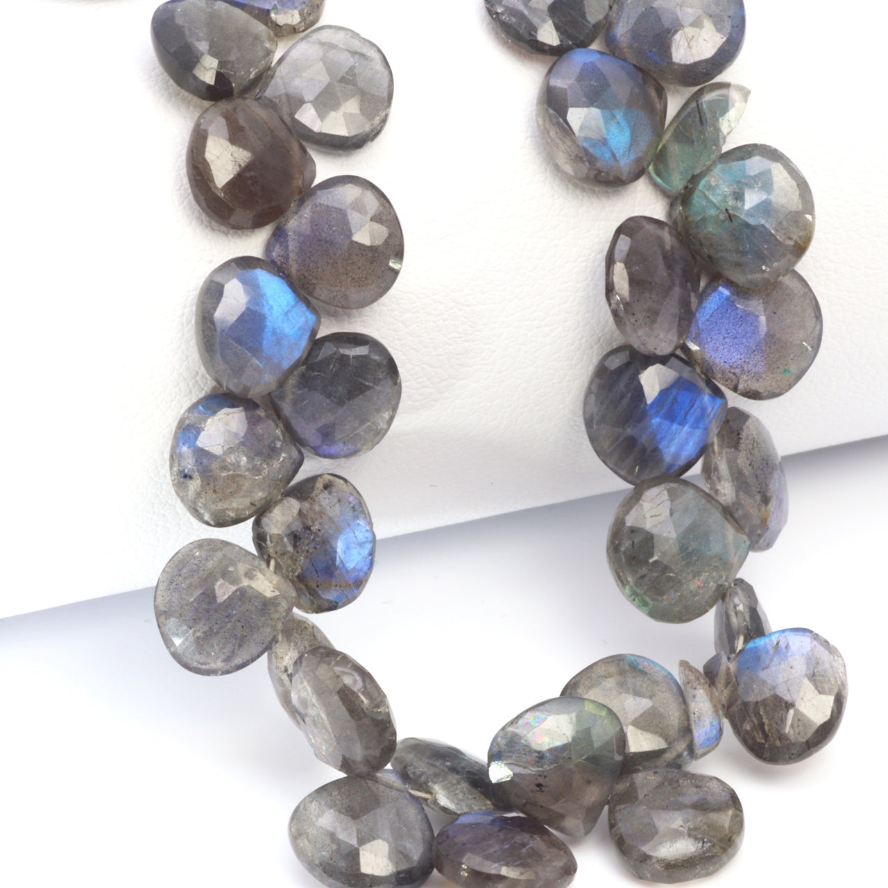 AA Dark Blue Labradorite 9mm Faceted Heart Shaped Briolettes