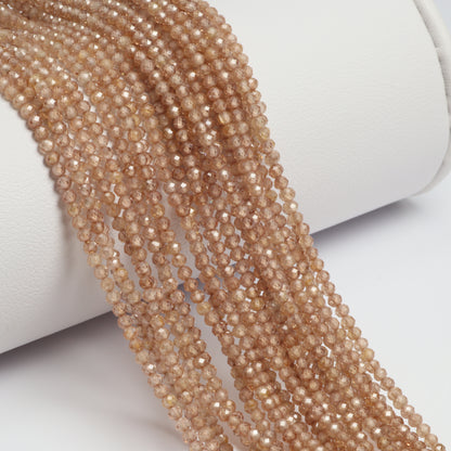 Brown Zircon 2mm Faceted Rounds Bead Strand