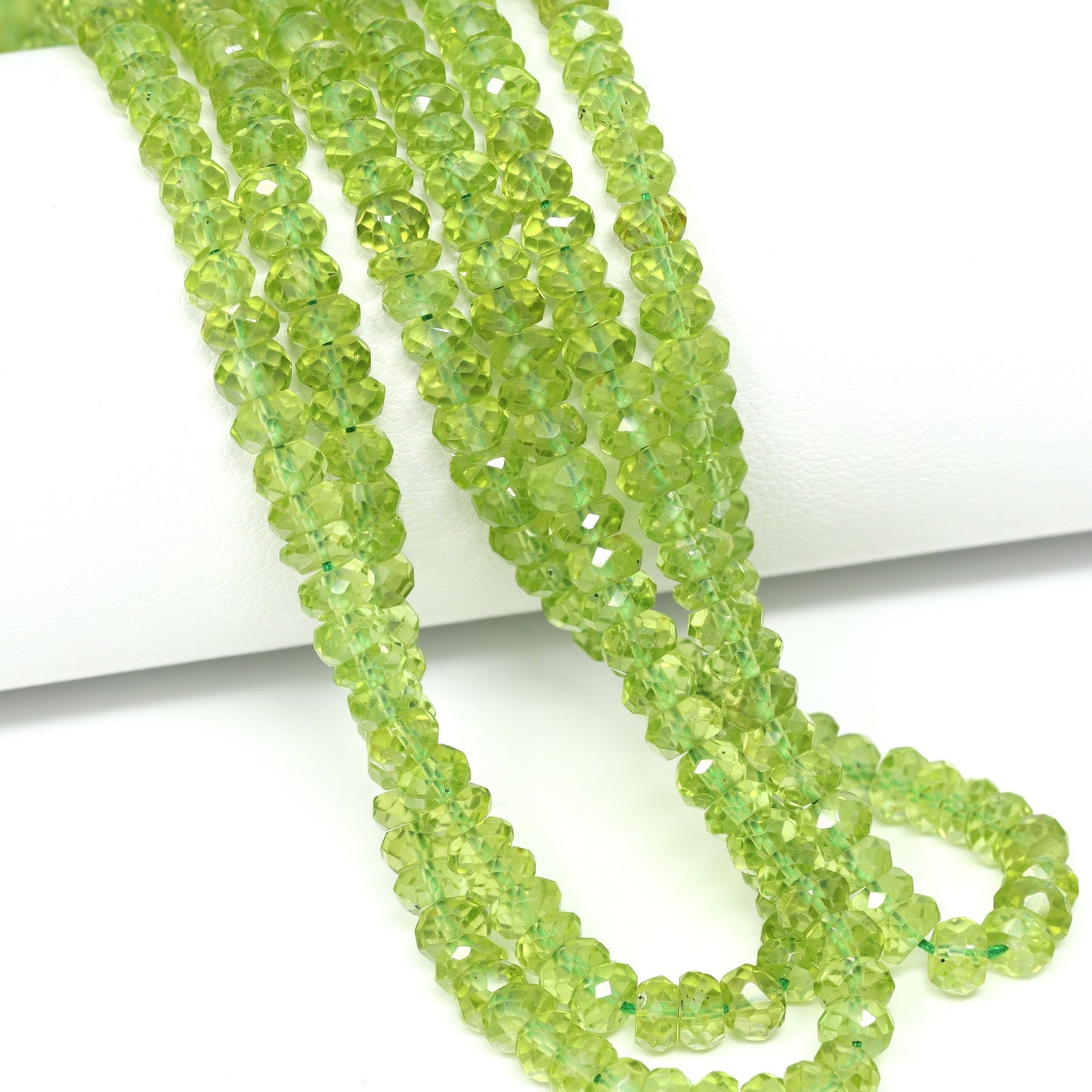 Green Peridot 4.5mm Faceted Rondelles Bead Strand