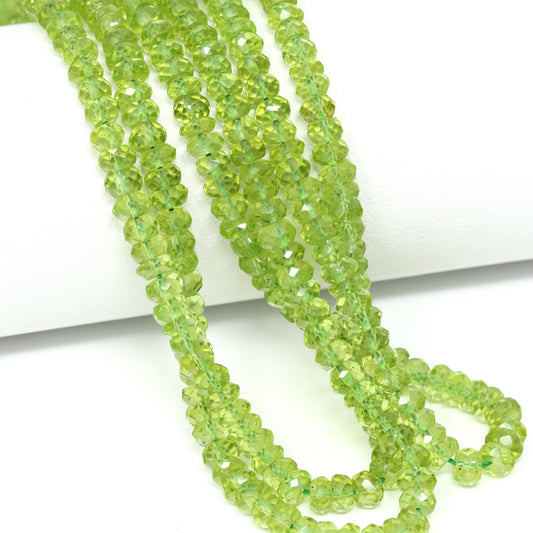 Green Peridot 4.5mm Faceted Rondelles Bead Strand