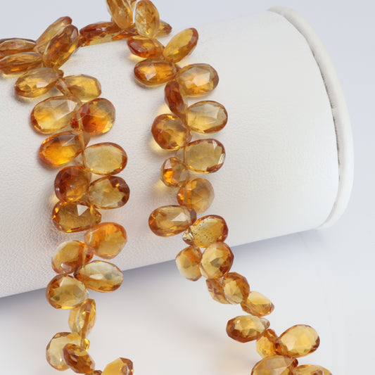 Orange Madeira Citrine 8x6mm Faceted Pear Shaped Briolettes