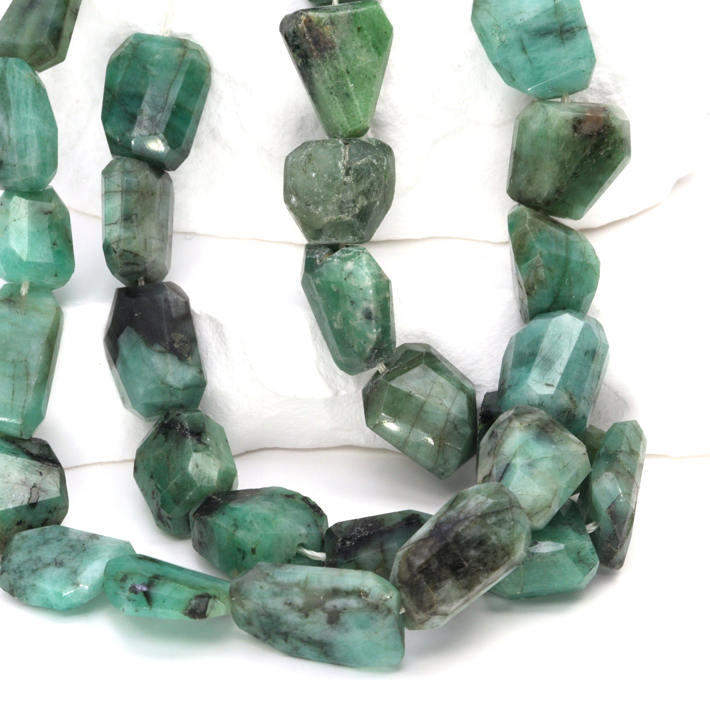 Sakoda Emerald 14x10mm Faceted Nuggets